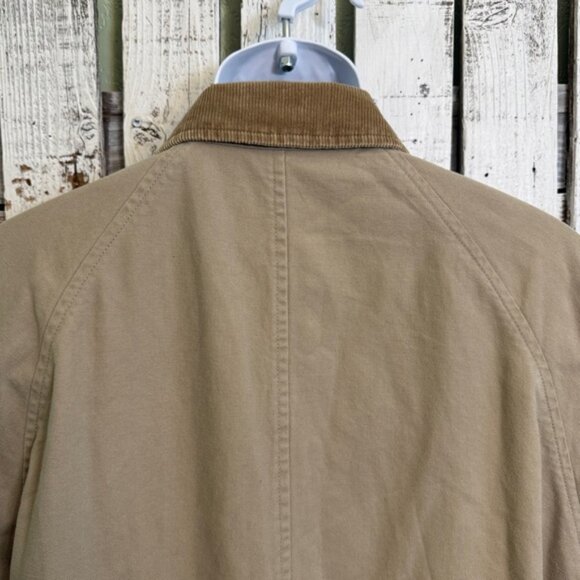 VTG Britches Great Outdoors Duster Jacket Mens Large Trench Khaki Button Cotton - Picture 13 of 13